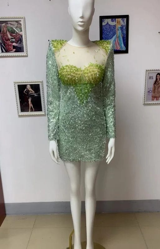 NOVANCE 2023 new product shiny crystals sequins sexy tube top light green dresses evening dresses elegant for nightclub bar