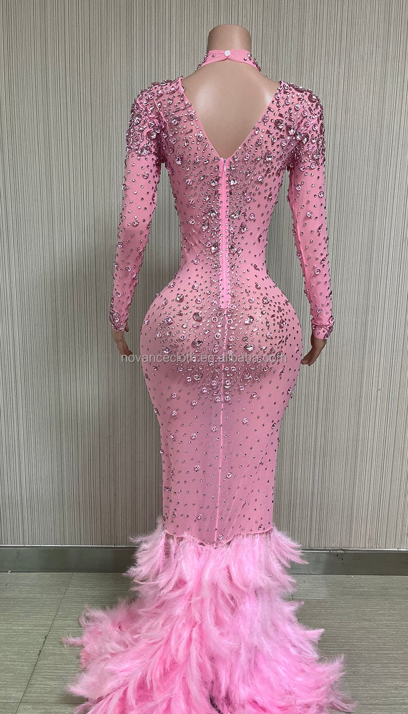 Novance Best Product 2023 Shiny Diamonds Pink Maternity Dress Photoshoot Elegant Vestidos Elegantes Para Mujer Fiesta Lentejuela