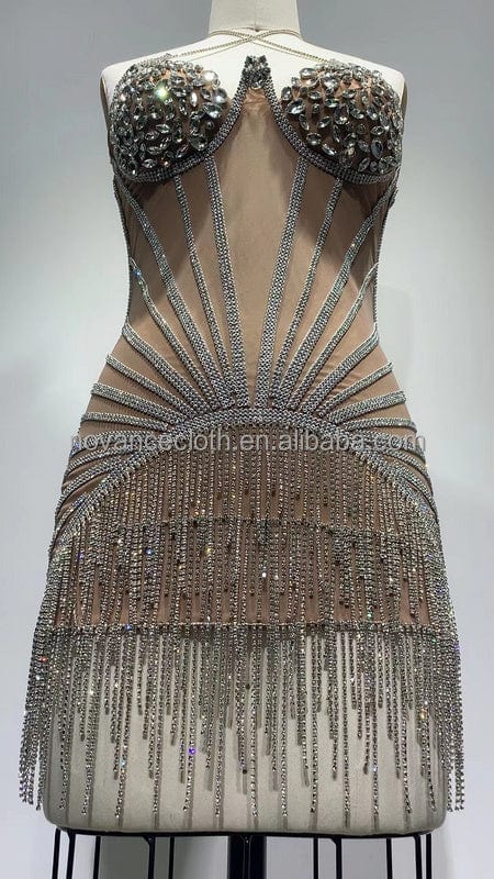 NOVANCE F3068 New Technology Products Sparkling Diamonds Tassel Sexy Costumes Ladies Dress Mini Dress For Evening Birthday Party