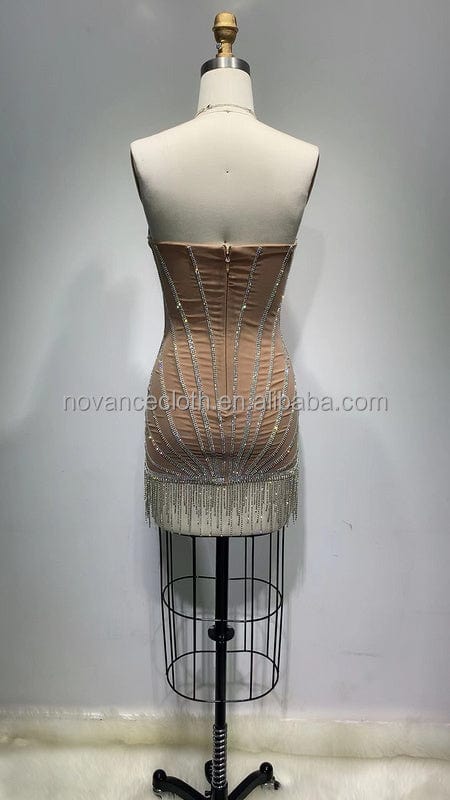 NOVANCE F3068 New Technology Products Sparkling Diamonds Tassel Sexy Costumes Ladies Dress Mini Dress For Evening Birthday Party