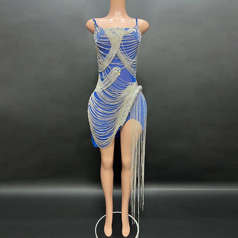 NOVANCE most popular products for 2023 shiny diamond tassels tube top blue glitter dress evening dresses for prom nightclub