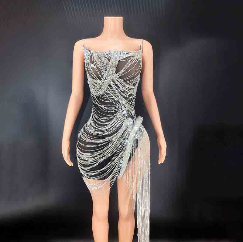 NOVANCE most popular products for 2023 shiny diamond tassels tube top blue glitter dress evening dresses for prom nightclub