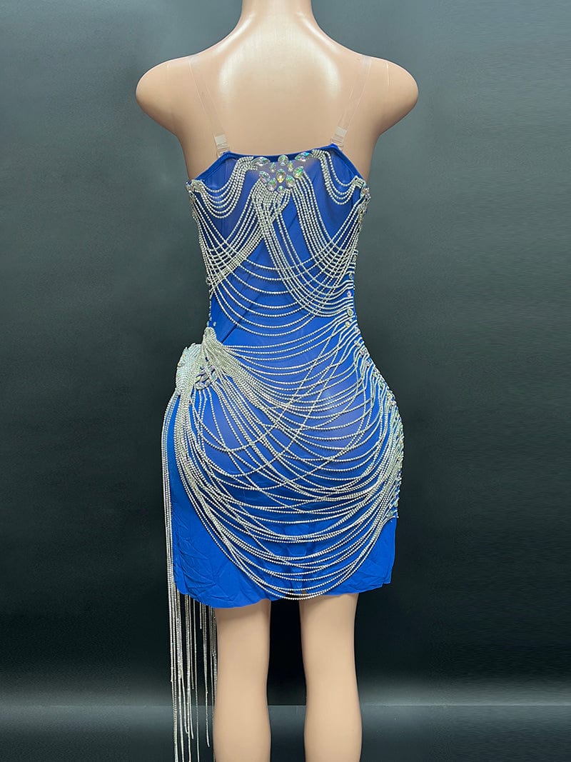 NOVANCE most popular products for 2023 shiny diamond tassels tube top blue glitter dress evening dresses for prom nightclub