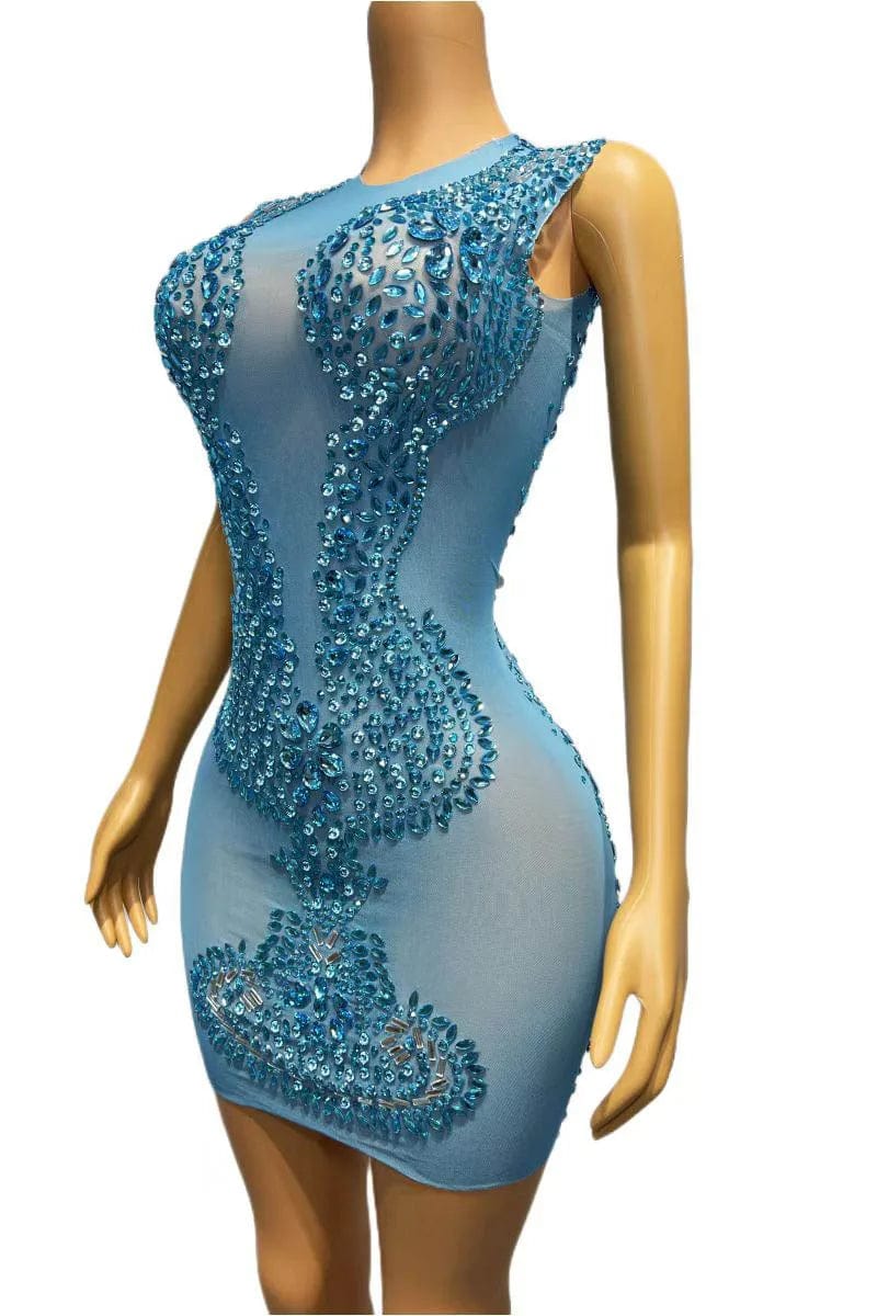 NOVANCE new 2023 products see through mesh elegant sexy shiny diamonds blue dinner gown evening dresses ladies party dresses wom