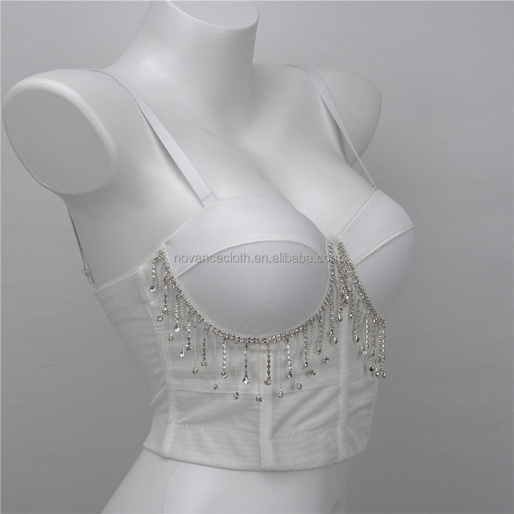 NOVANCE tops de mujer de moda 2022 sexy hot girls suspenders diamond fringed white crop top short slim camisoles