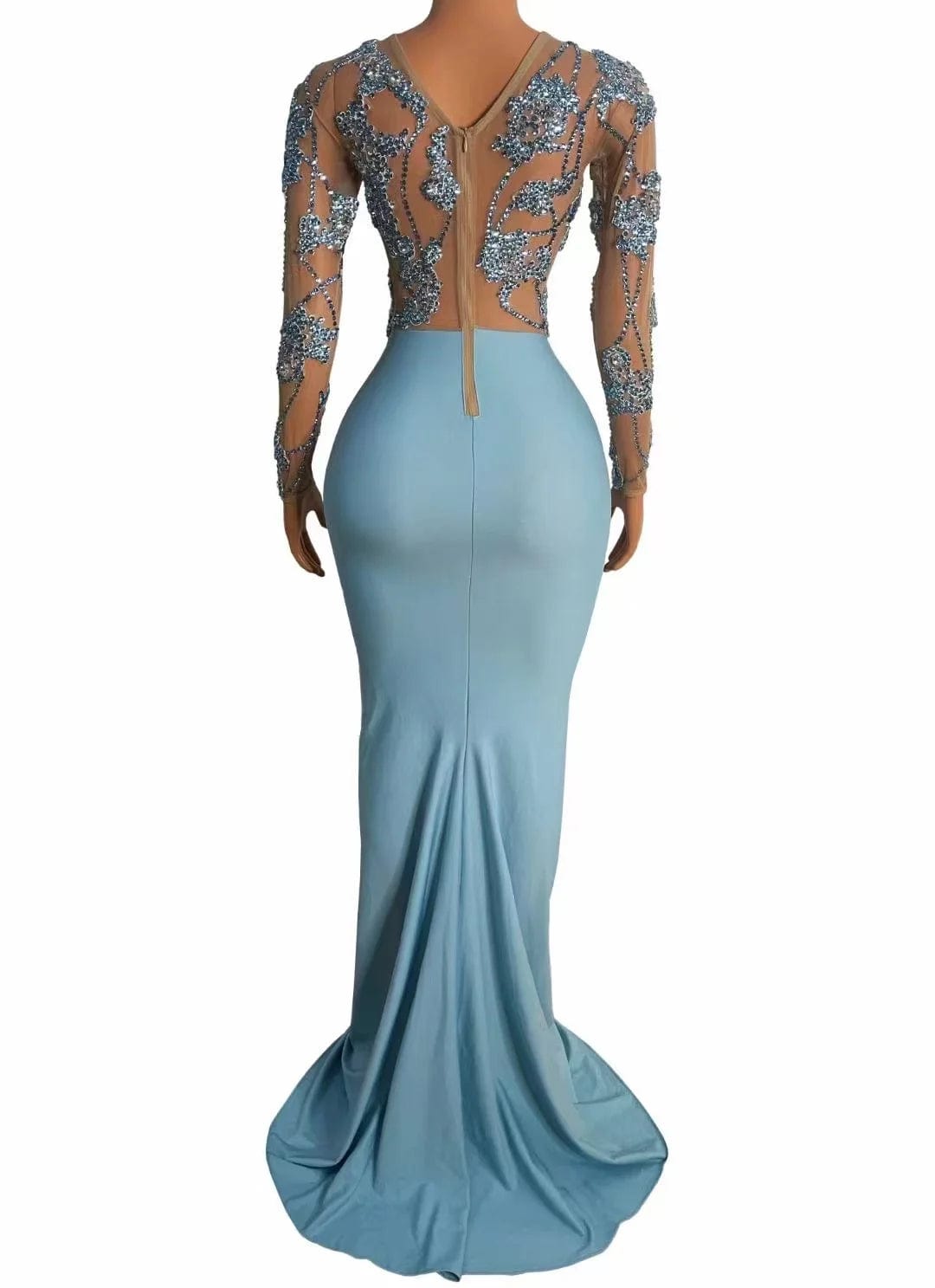 NOVANCE women summer dress new style blue shiny diamonds tail evening gown dress elegant wedding dresses for dinner party