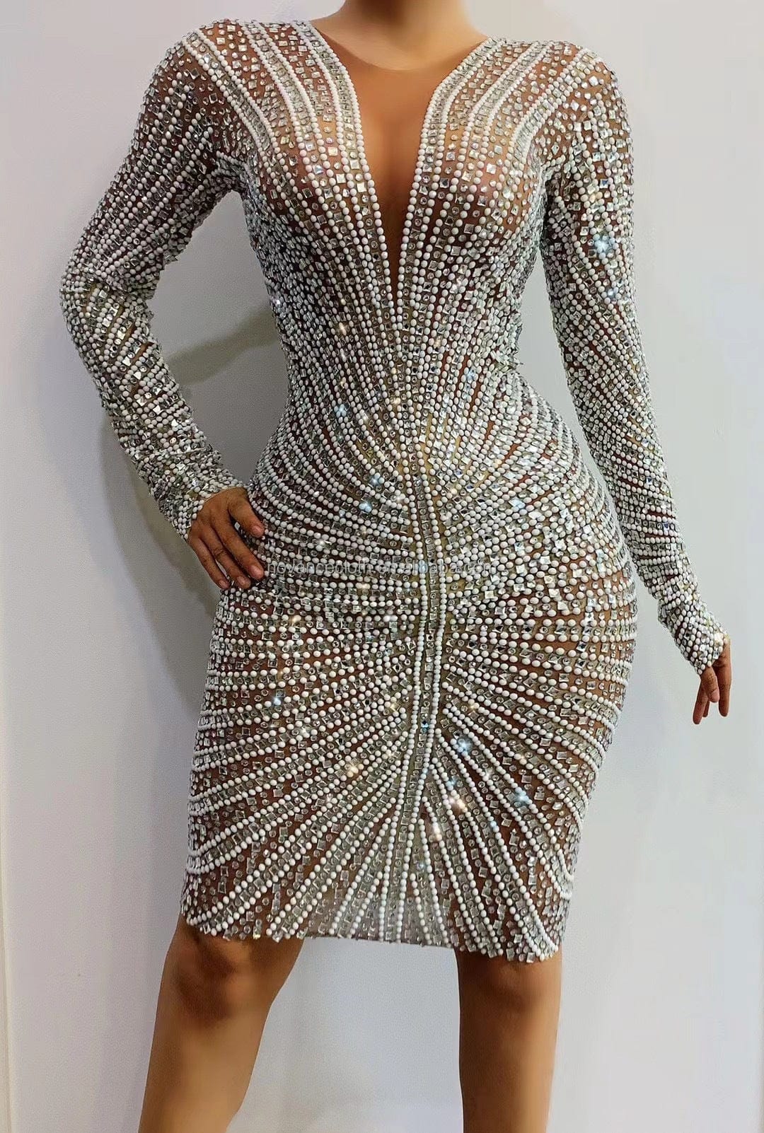 NOVANCE Y2085 long sleeve evening dresses 2022 Sparking rhinestones dinner wear dresses dresses women for evening party