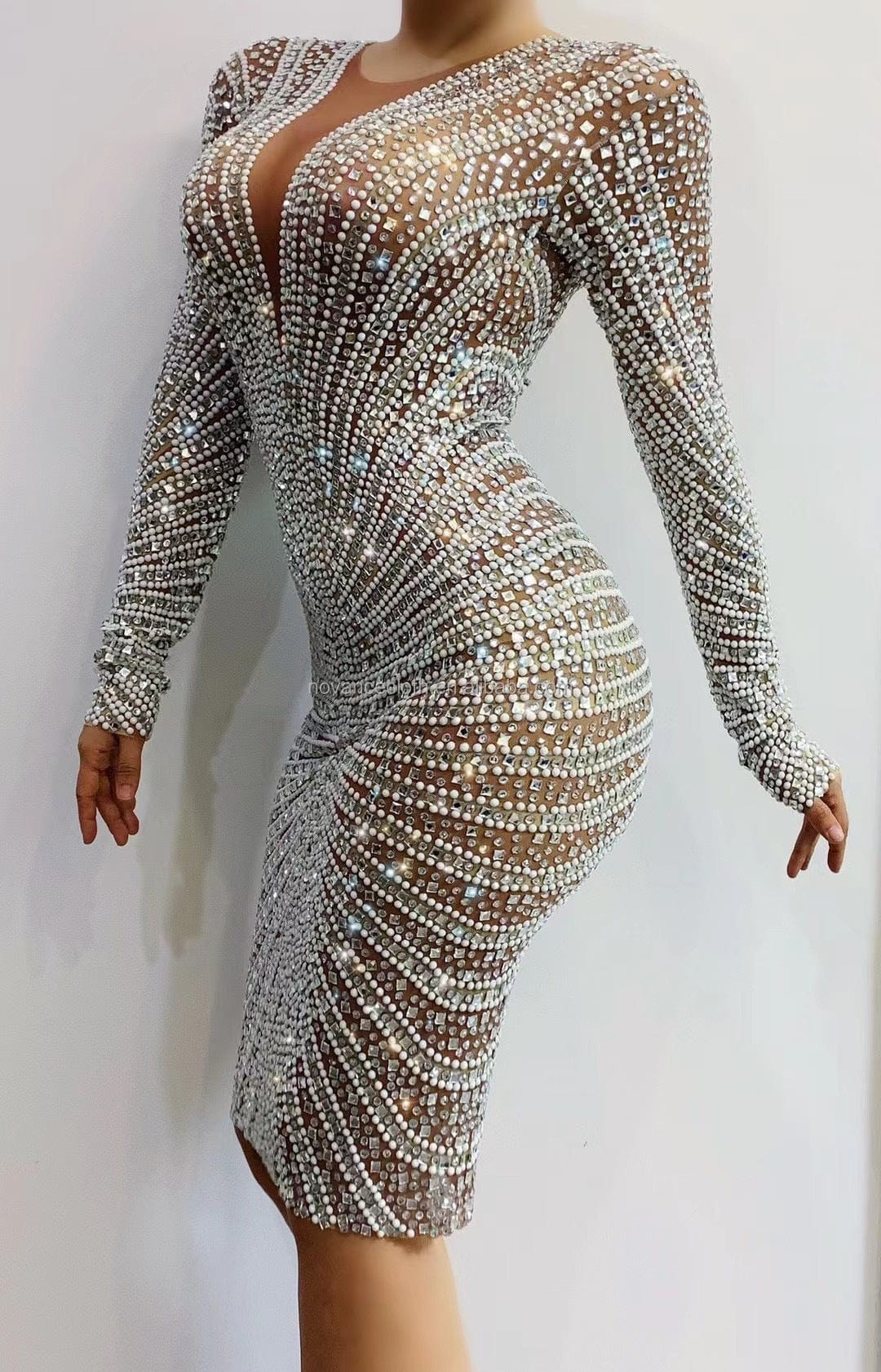 NOVANCE Y2085 long sleeve evening dresses 2022 Sparking rhinestones dinner wear dresses dresses women for evening party