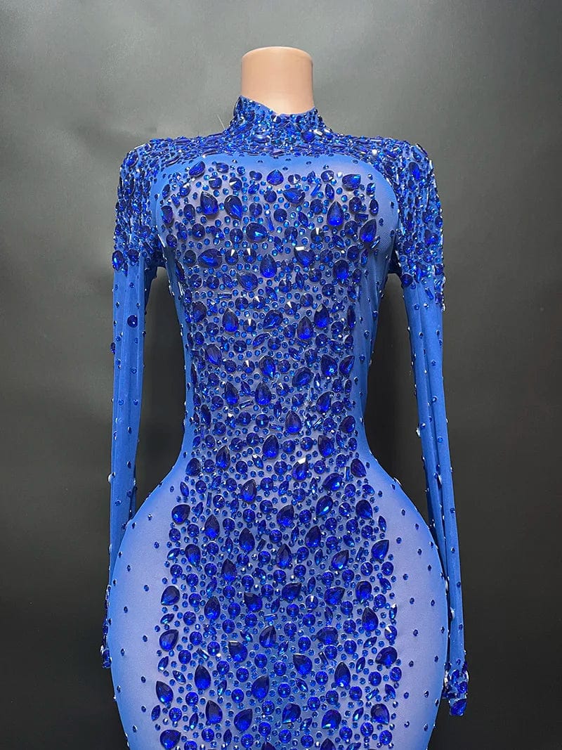 Novance Y2222Trending Products 2024 New Arrivals Women Winter Dresses Long Sleeve High Neck Royal Blue Evening Gown Dress Luxury