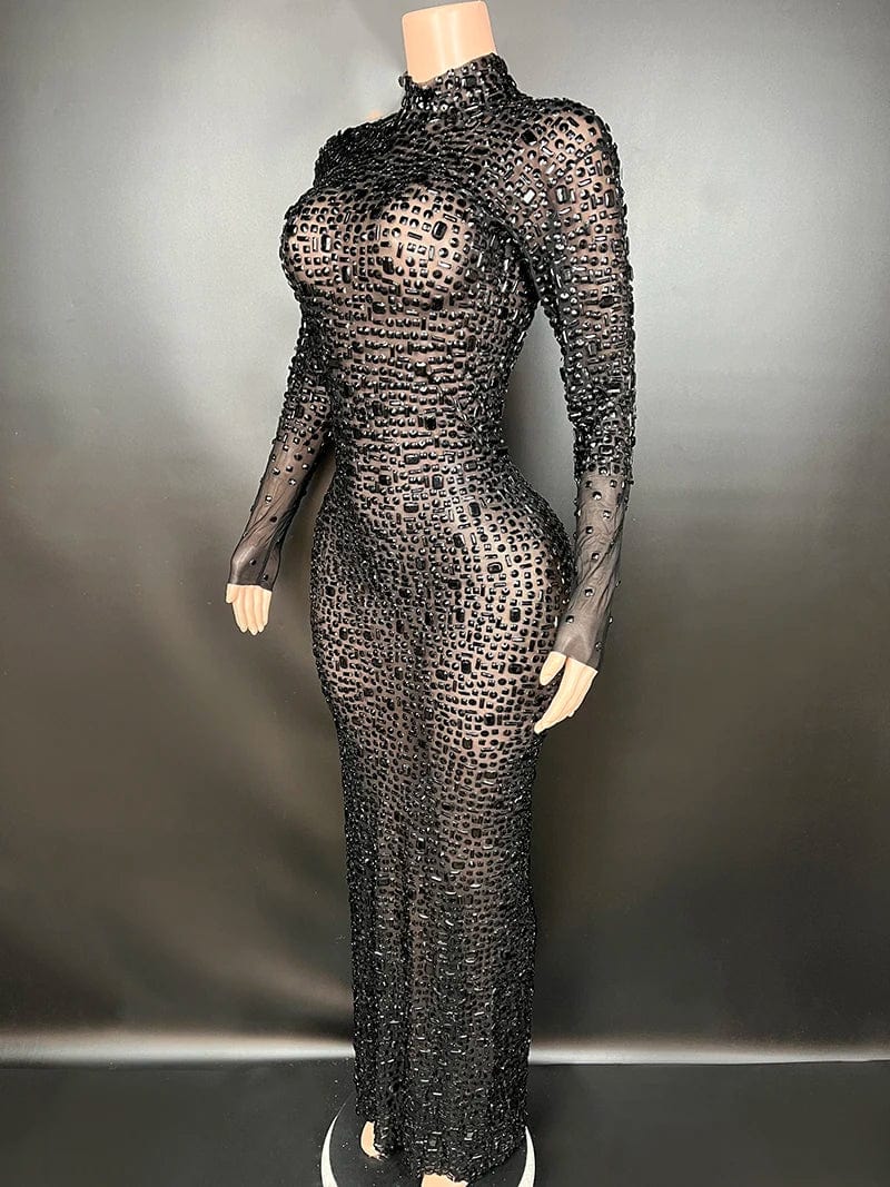 Novance Y2507-LSB Casual Dresses Elegant Formal Fashion Latest Dinner Gown Celebrity Luxury See Through Clothes With Rhinestones