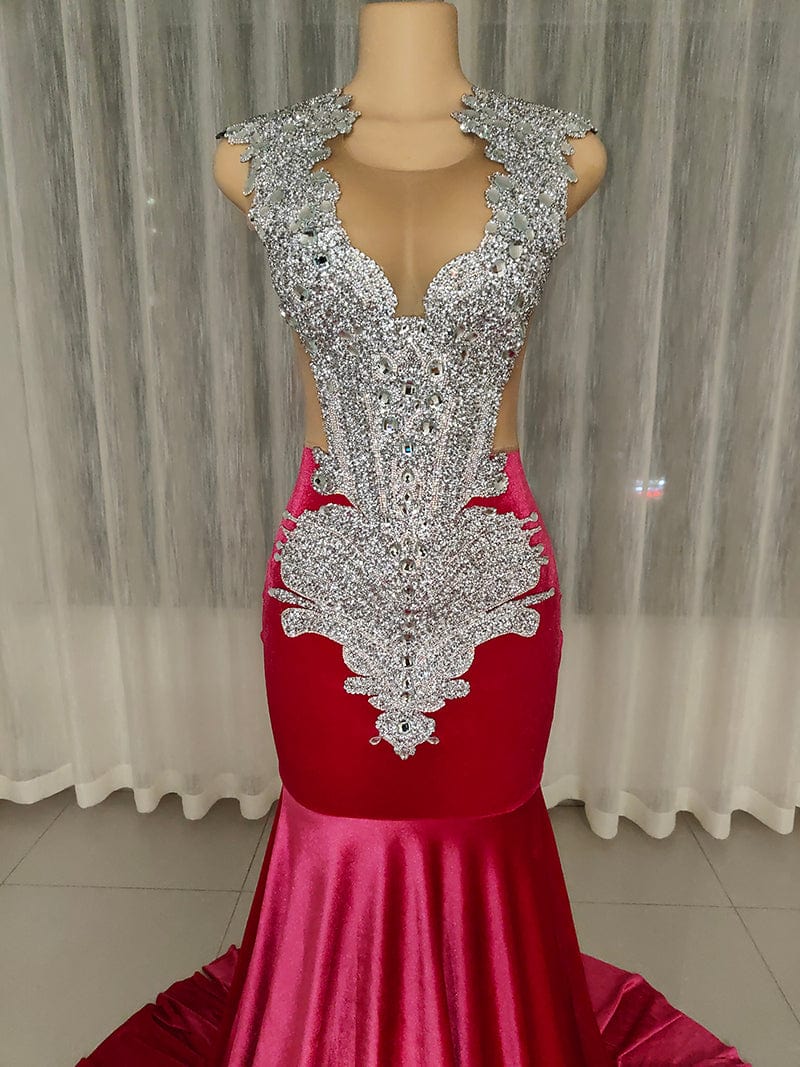 Novance Y2917 Evening Dresses 2022 Rhinestones Crystal Velvet Long Train Gown Dress Elegent Sexy Modern Ball Gown Prom Party