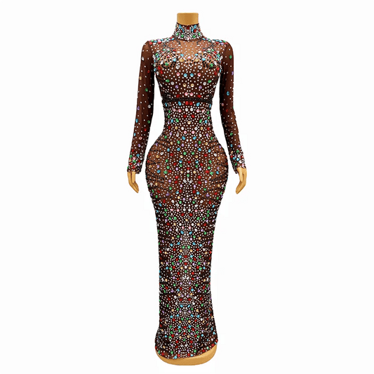 Novance Y3366 Winter Clothes for Women 2024 Long Sleeves Beaded Dresses Luxury Women Gowns Evening Dresses Formal Party