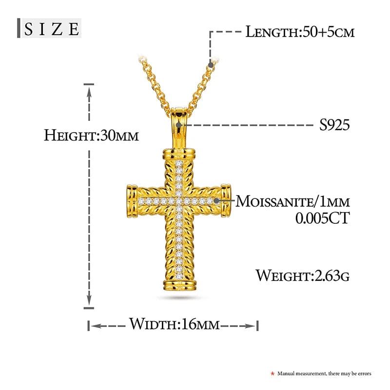 OEM ODM Christian Jewelry 925 Sterling Silver VV Moissanite Diamond Cross Pendant Necklace With GRA Certificate