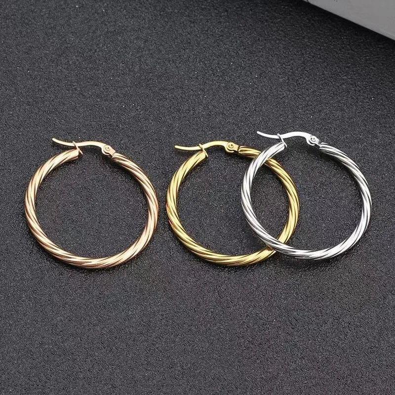 OEM Smooth and Textured Wire Stainless Steel Gold Hoop Earrings