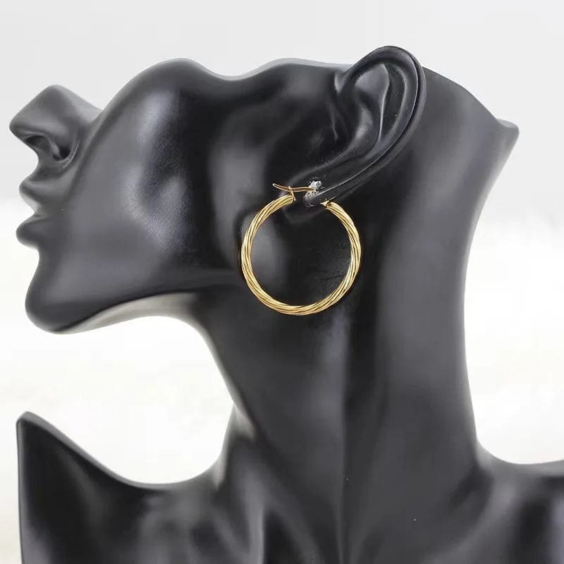 OEM Smooth and Textured Wire Stainless Steel Gold Hoop Earrings