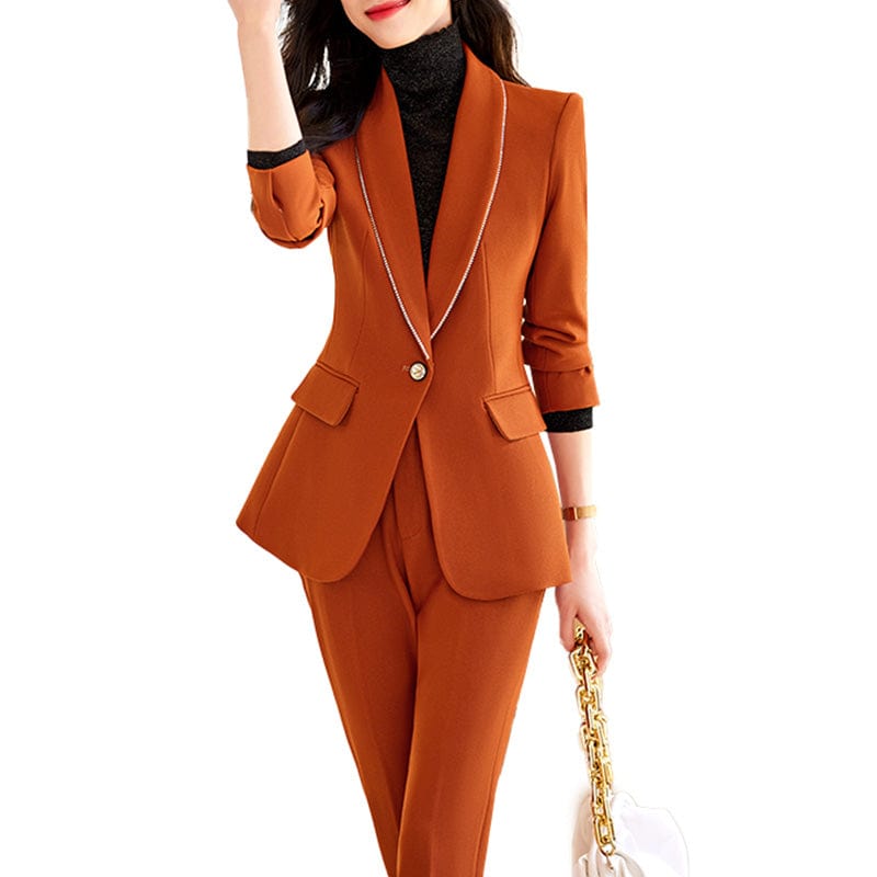 OEM Wholesale High-quality 2 Piece Set for Women Business Office Lady Work Wear Single Button Clothes Blazer with Trousers