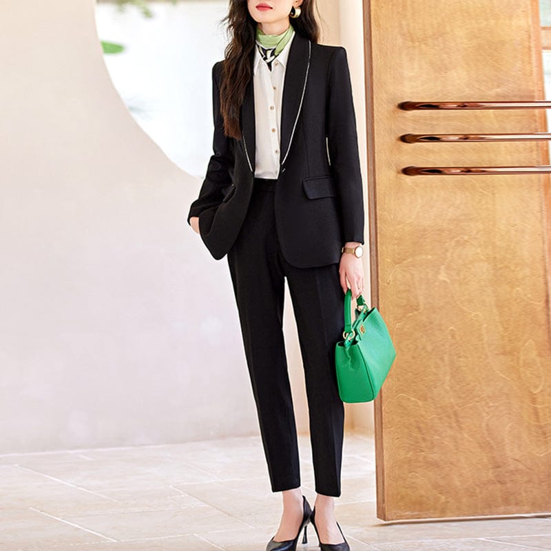 OEM Wholesale High-quality 2 Piece Set for Women Business Office Lady Work Wear Single Button Clothes Blazer with Trousers