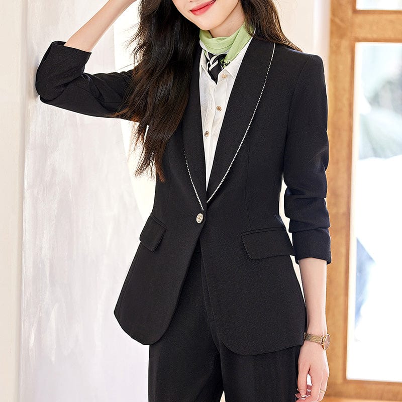 OEM Wholesale High-quality 2 Piece Set for Women Business Office Lady Work Wear Single Button Clothes Blazer with Trousers