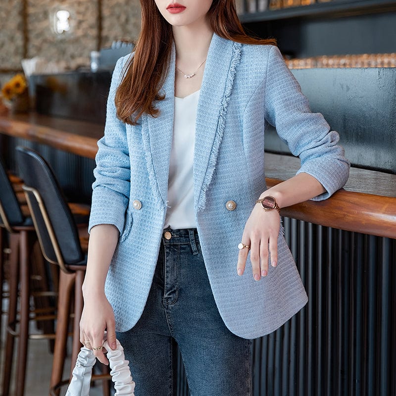 OEM Wholesale High-quality Winter Plaid Tweed Coat Women   Office Lady Style Jacket Fashion thick winter Outwear Blazer