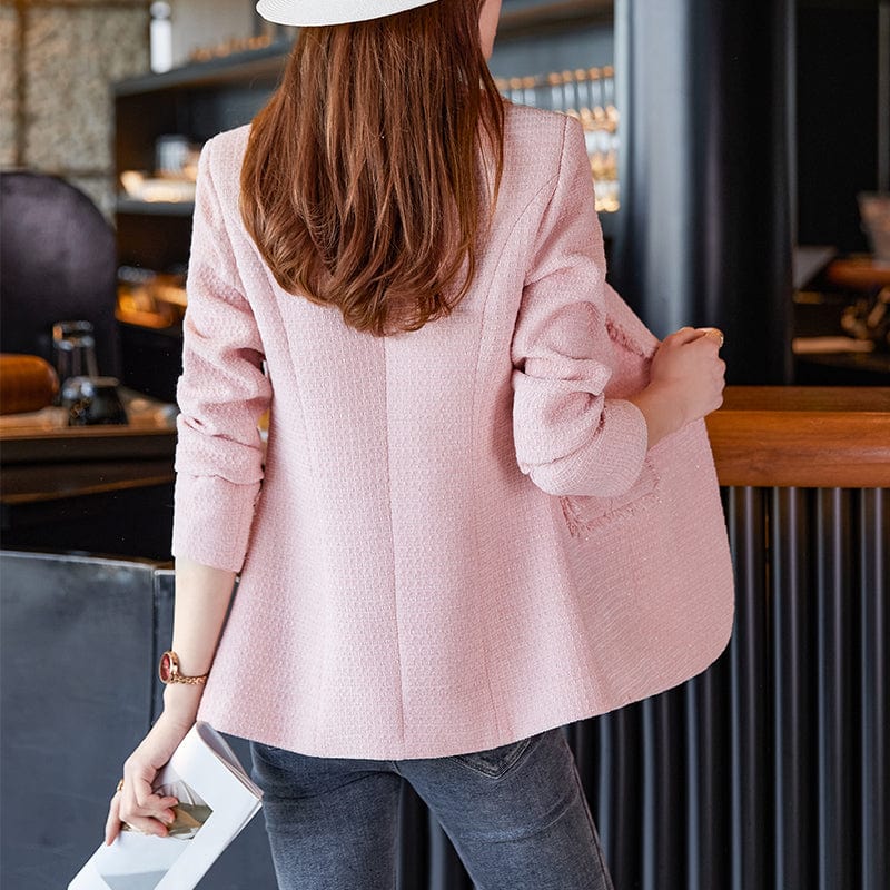 OEM Wholesale High-quality Winter Plaid Tweed Coat Women   Office Lady Style Jacket Fashion thick winter Outwear Blazer