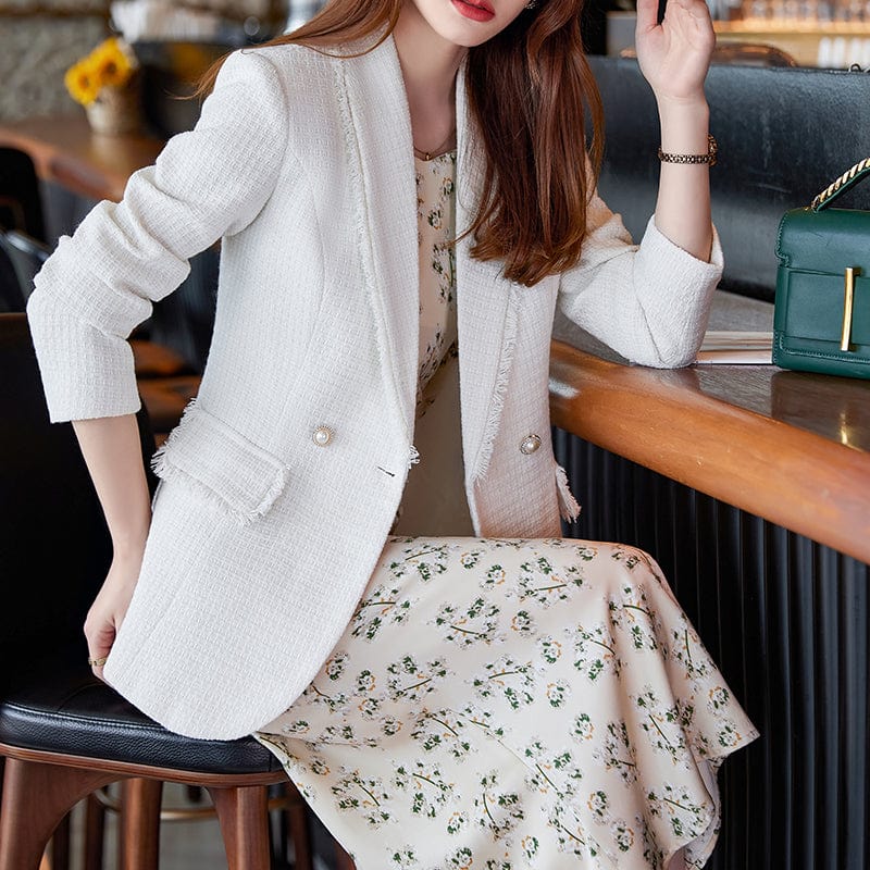 OEM Wholesale High-quality Winter Plaid Tweed Coat Women   Office Lady Style Jacket Fashion thick winter Outwear Blazer