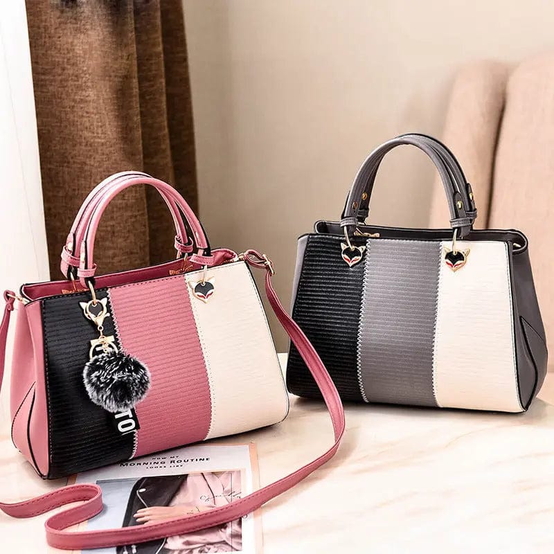 OLB044 Hairball Pendant Women Handbags Crossbody Shoulder Ladies Leather Handbags Tassel Patchwork Fashion Women Messenger Bags