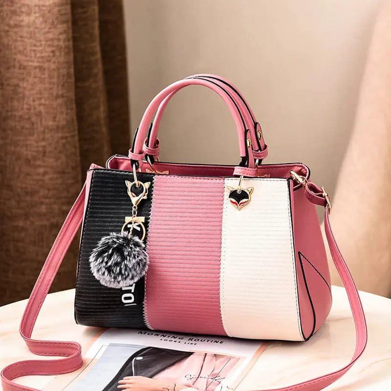 OLB044 Hairball Pendant Women Handbags Crossbody Shoulder Ladies Leather Handbags Tassel Patchwork Fashion Women Messenger Bags