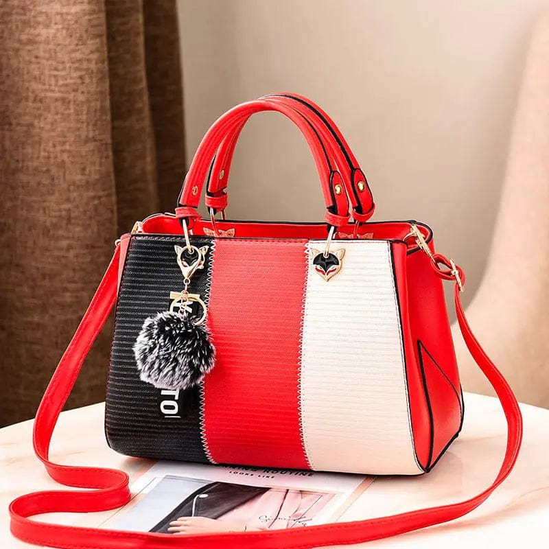 OLB044 Hairball Pendant Women Handbags Crossbody Shoulder Ladies Leather Handbags Tassel Patchwork Fashion Women Messenger Bags