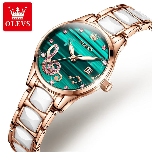 OLEVS 3605 Creative Watch Women  Ceramic Bracelet Watches Female Clock Watches Ladies