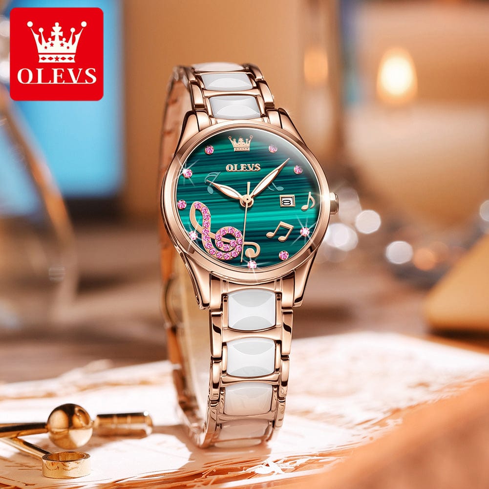 OLEVS 3605 Creative Watch Women  Ceramic Bracelet Watches Female Clock Watches Ladies