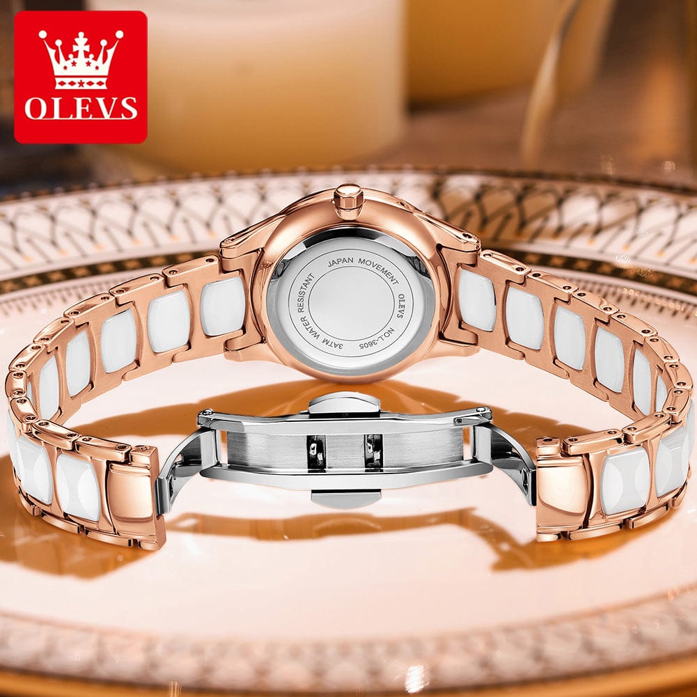 OLEVS 3605 Creative Watch Women  Ceramic Bracelet Watches Female Clock Watches Ladies