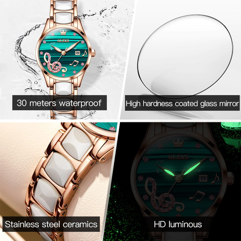 OLEVS 3605 Creative Watch Women  Ceramic Bracelet Watches Female Clock Watches Ladies