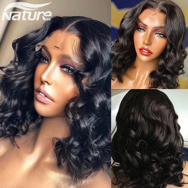 Ombre 4-27# Blonde Human Hair Lace Wig Highlight Short Body Wave Lace Front Human Hair Wigs Pre Plucked Brazilian Remy Hair