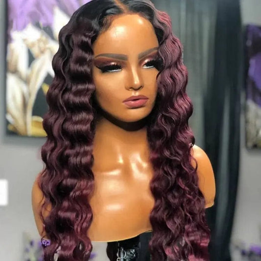 Ombre Burgundy 99j  Remy Human Hair HD Lace Front Wigs Water Wave Fast Shipping Perruque Virgin Human Hair Wig