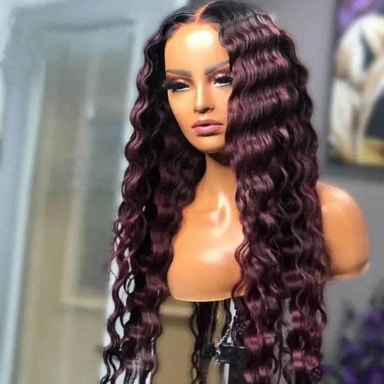 Ombre Burgundy 99j  Remy Human Hair HD Lace Front Wigs Water Wave Fast Shipping Perruque Virgin Human Hair Wig