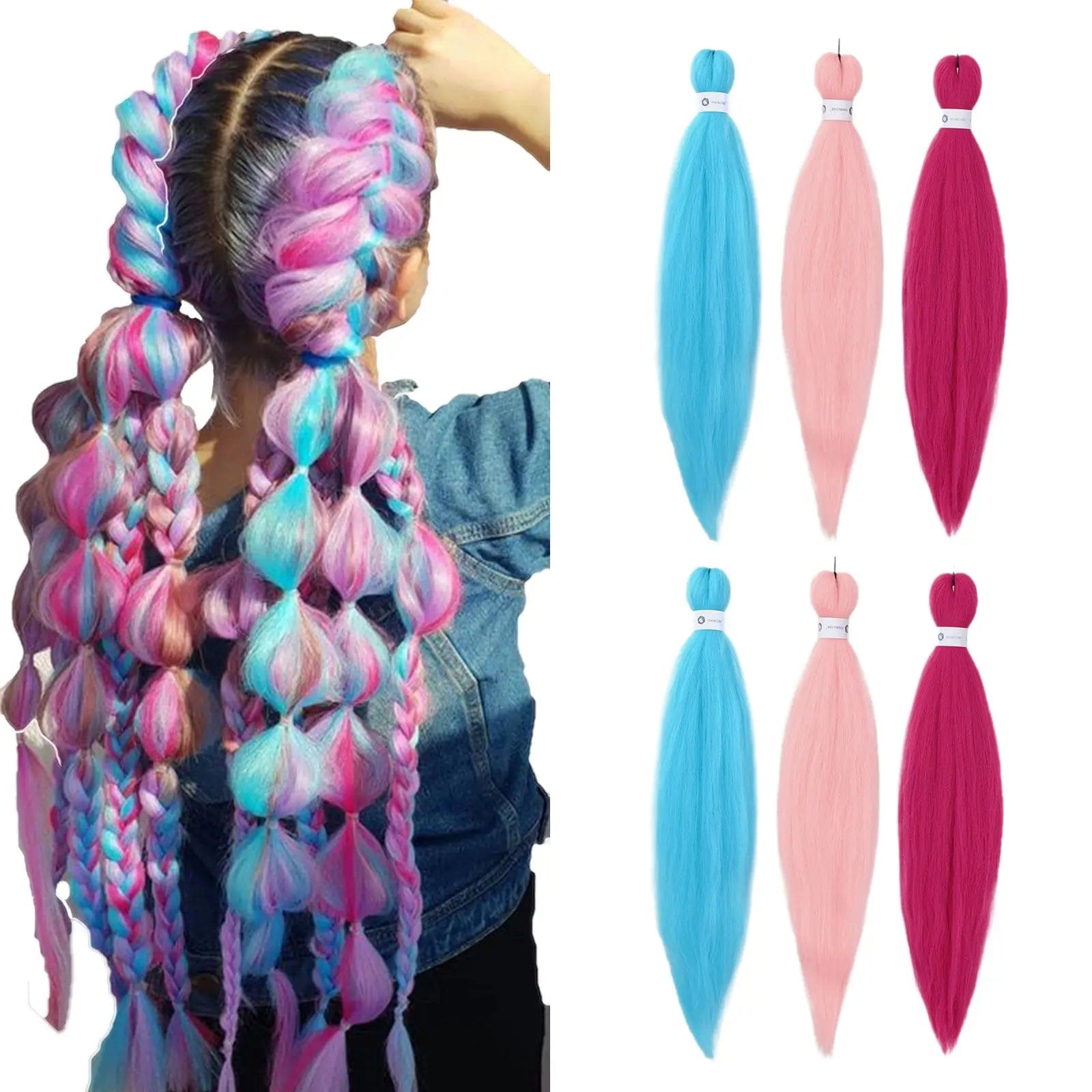 Ombre Extensions Synthetic Hair Blue Braids Straight Pre Stretched Jumbo Braiding Hair glueless braid wigs wholesale