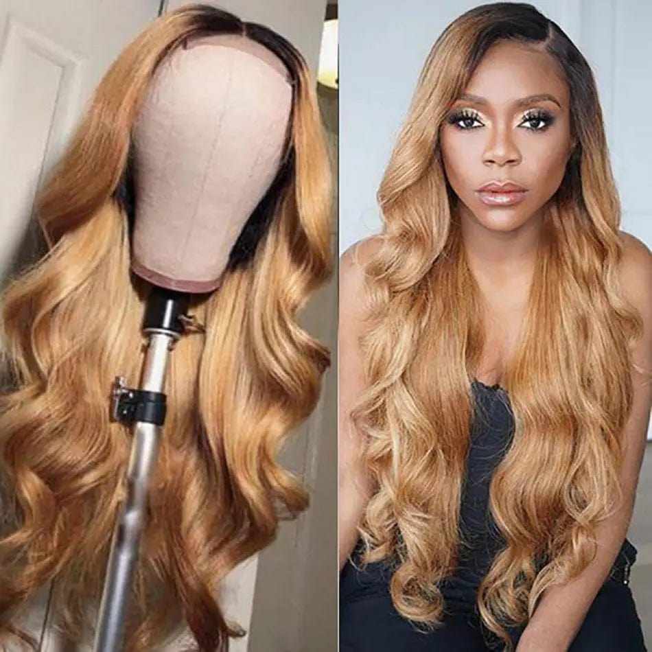 Ombre Highlight Lace Frontal Wig Brown 150 Density 4x4 Lace Closure Wig for Women Body Wave 13x4 Lace Front Wig