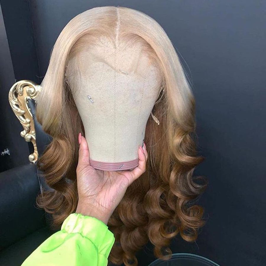 Ombre Honey Blonde 613 Lace Front Wig HD Transparent Lace Human Hair Body Wave Wig Pre plucked Bleached Knots Wigs for Women