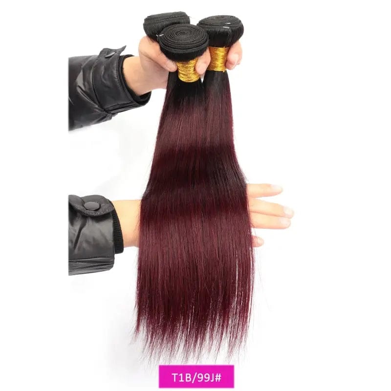 Ombre Human Hair Bundles 1B Burgundy