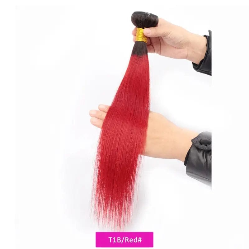 Ombre Human Hair Bundles 1B Burgundy