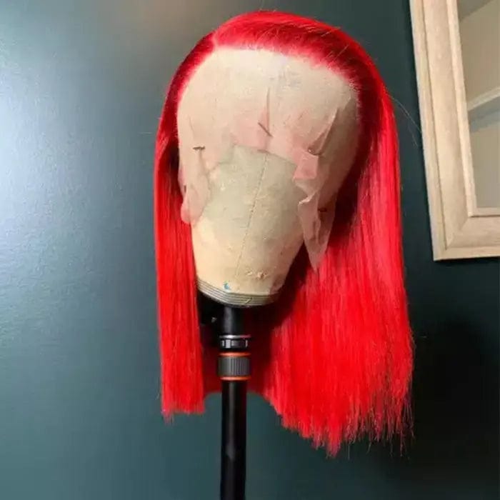 Ombre Pink Lace Wig Straight Bob Human Hair