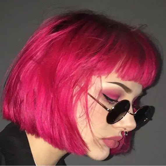 Ombre Pink Lace Wig Straight Bob Human Hair