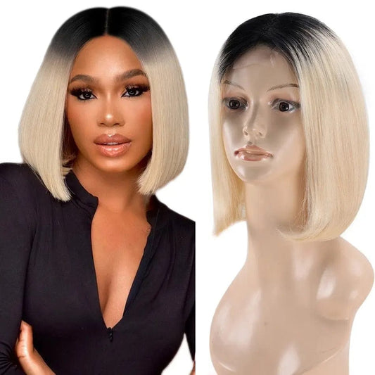 Ombre T1b/613 Bob transparent Lace Wig