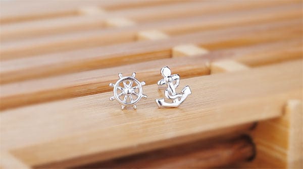 One pair price (with blocking) New Rudder and Anchor Earrings Women's Simple and Popular Geometric Asymmetric Earrings for Women and Men's Jewelry