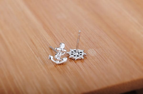 One pair price (with blocking) New Rudder and Anchor Earrings Women's Simple and Popular Geometric Asymmetric Earrings for Women and Men's Jewelry