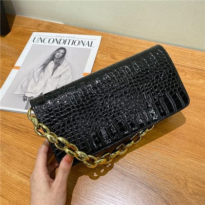 one size / black New style female bag fashion trend crocodile pattern small square bag underarm bag chain shoulder handbag