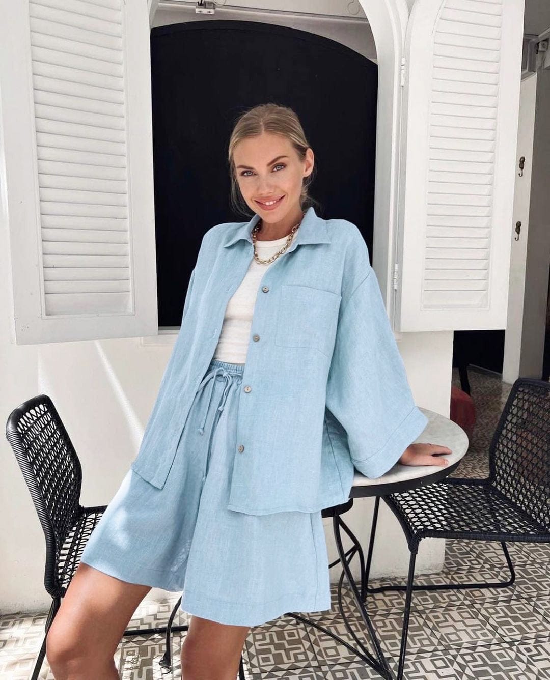 OOTN Female Casual Suits With Shorts Three Quarter Sleeve Loose Women's 2 Piece Sets two piece set women clothing summer 2023