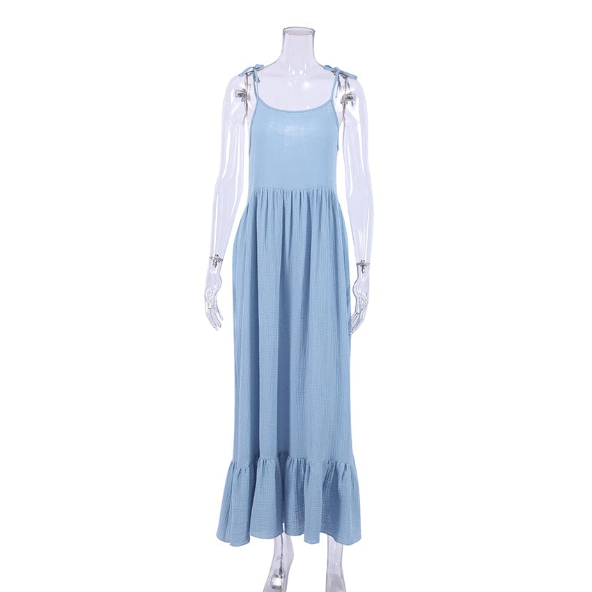 OOTN Night Dress Kimono Sleepwear Cotton Lounge Casual Home Dress Cardigan Straps Trumpet Sleeve Blue Robe Nightgown Sleep Suit