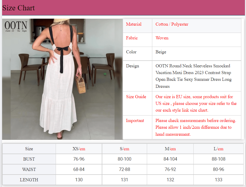 OOTN Round Neck Sleeveless Smocked Vacation Maxi Dress 2023 Contrast Strap Open Back Tie Sexy Summer Dress Long Dresses