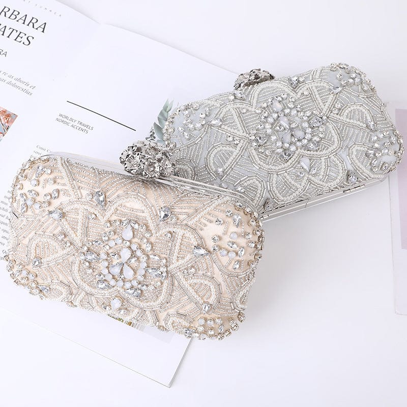 Opal Beaded Bridal Wedding Clutch| White Wedding Crystal Clutch| Bridal Clutch Bag